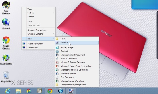 Desktop-Context-Menu-New-Shortcut-option1